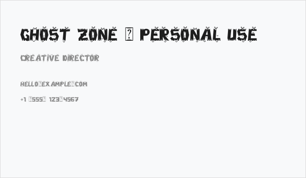 Ghost Zone - Personal Use Business Card