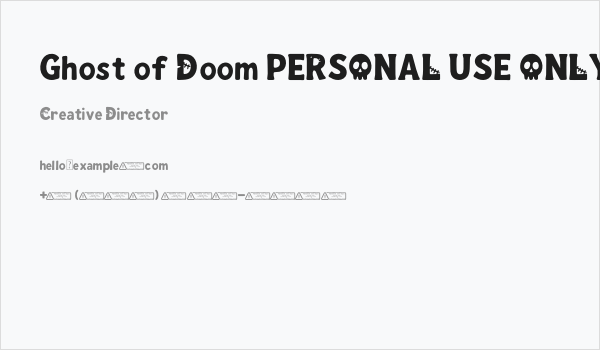 Ghost of Doom PERSONAL USE ONLY Business Card