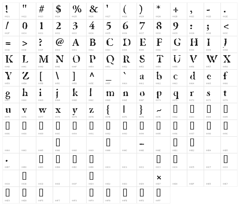 GhostTown Character Map