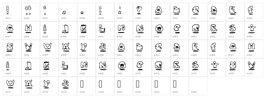 Ghosties Regular Character Map