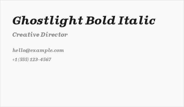 Ghostlight Bold Italic Business Card