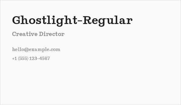 Ghostlight-Regular Business Card