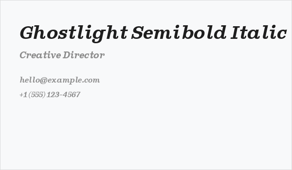 Ghostlight Semibold Italic Business Card