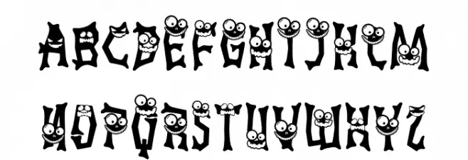 Ghostly Guffaws Scary Schriftart Kleinbuchstaben