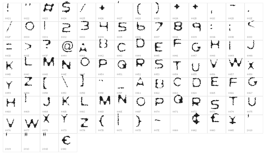 Ghostly Prints Character Map