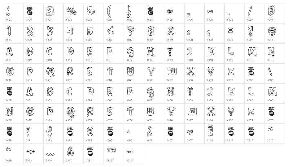 Ghostly forest Demo Ghostly forest Demo Character Map