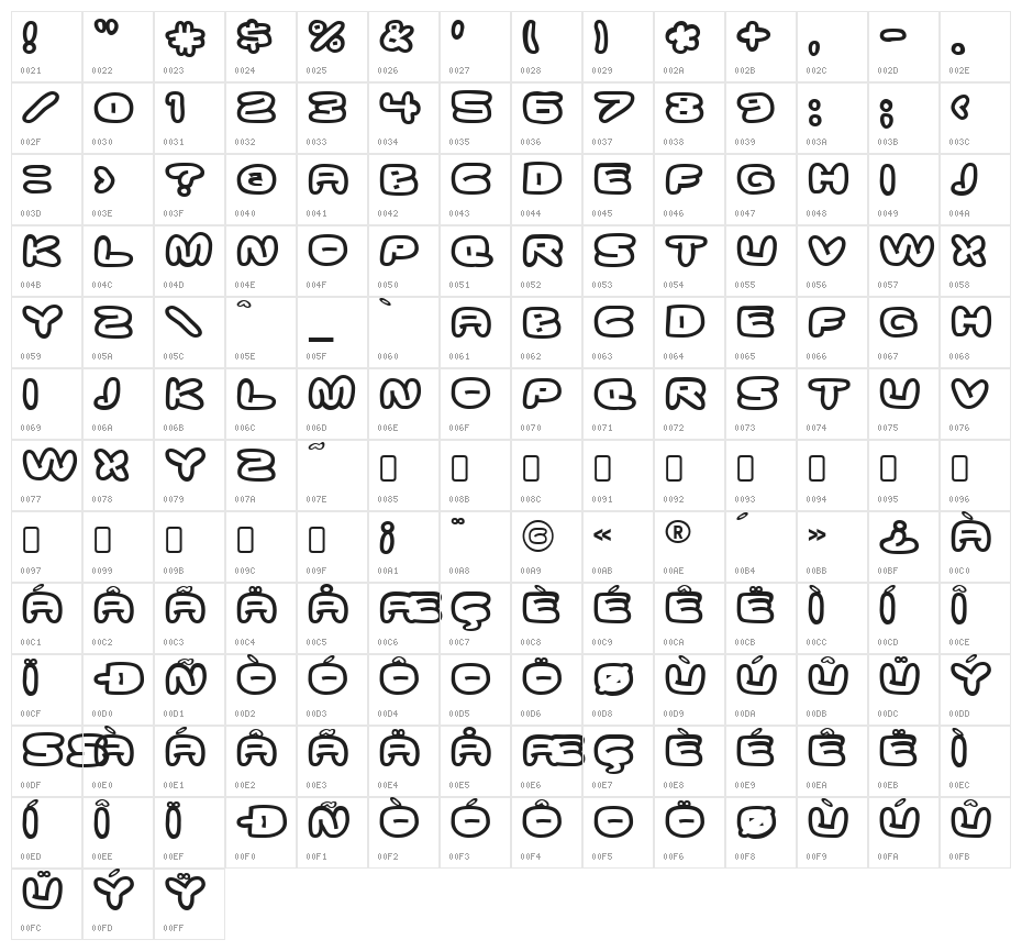 Ghostmeat-Regular Character Map