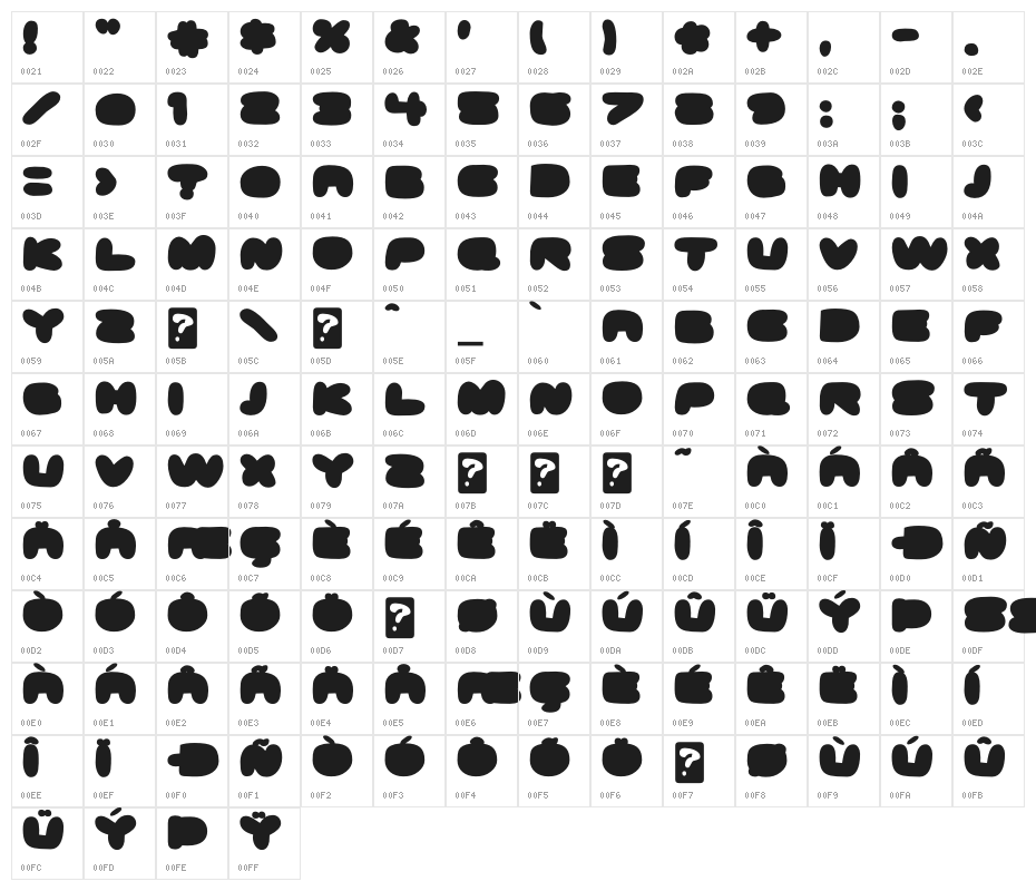 GhostmeatBack-Regular Character Map