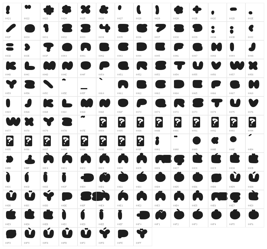 GhostmeatBack-Regular Character Map