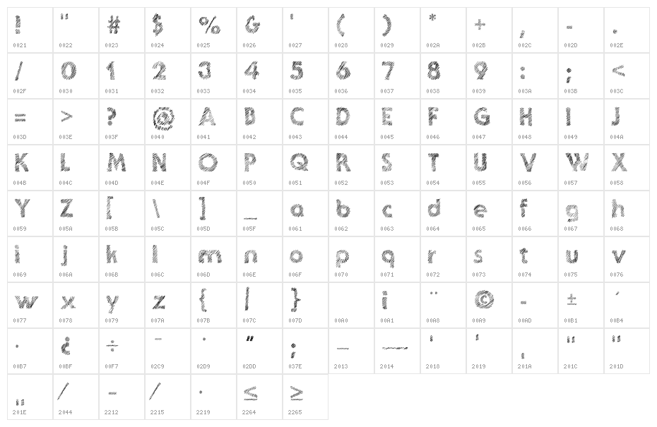 Ghotic Sketch Character Map