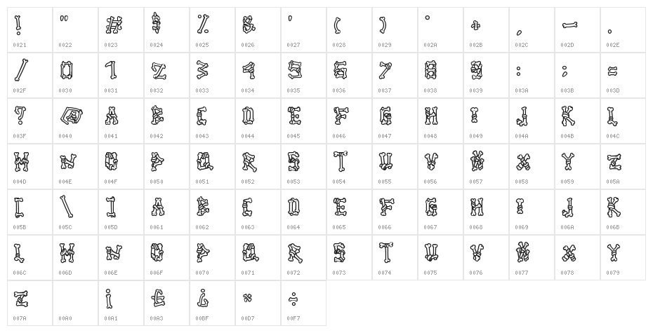 Ghoul Bone - Personal Use Outline Character Map