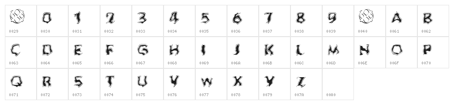 Ghoul Outline Fill Character Map