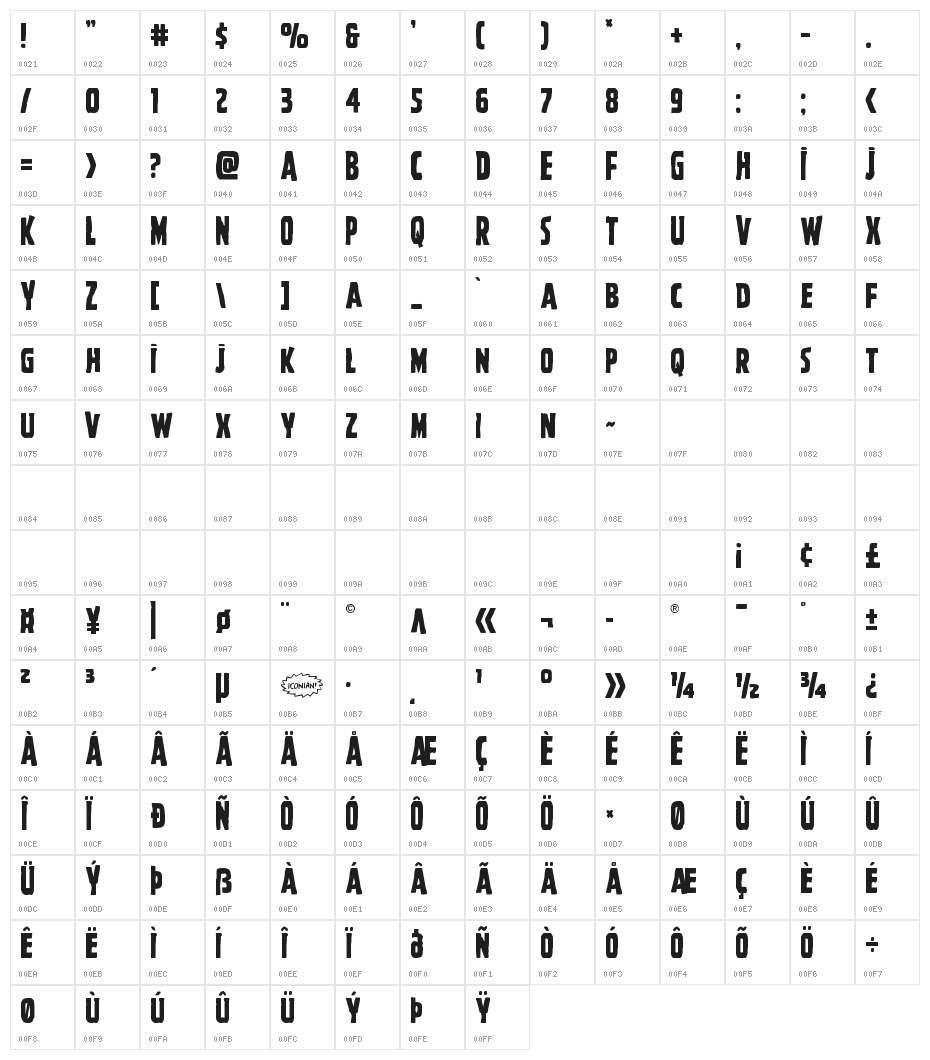 Ghoulish Intent Caps Shift Character Map