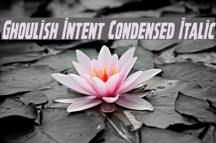 Ghoulish Intent Condensed Italic Font examples