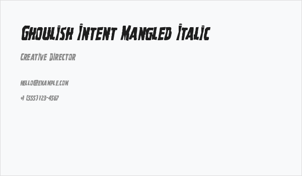 Ghoulish Intent Mangled Italic Business Card