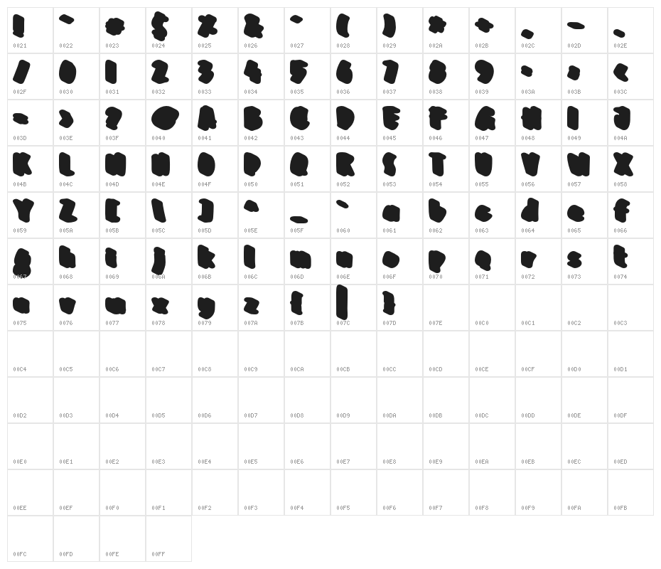 Ghoustshadow-Regular Character Map