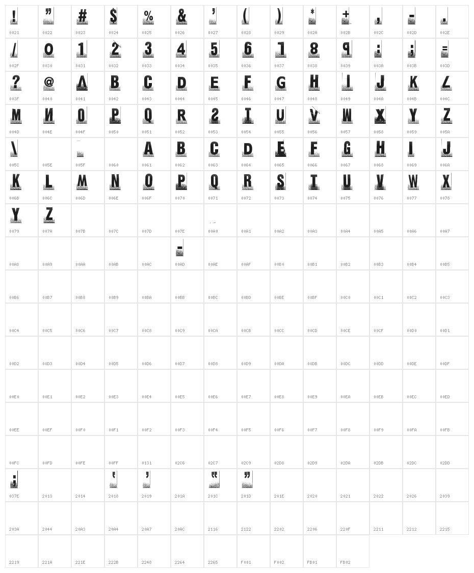 ghettomarquee Character Map