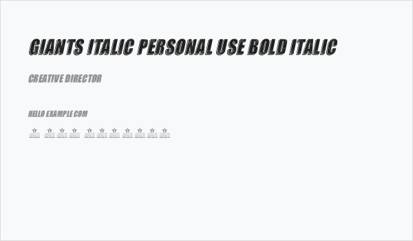 GIANTS ITALIC PERSONAL USE Bold Italic Business Card