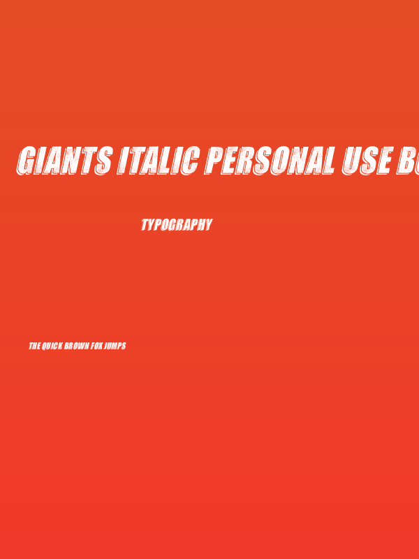 GIANTS ITALIC PERSONAL USE Bold Italic Poster