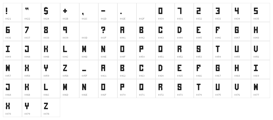 GIANTYPO Character Map