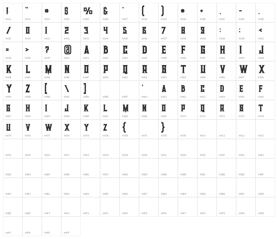 Giant Bold Inline Character Map