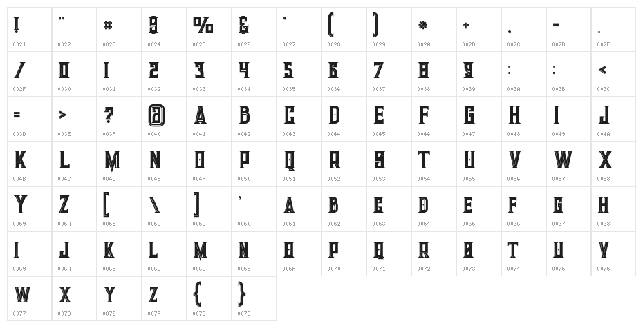 Giant Bold Inline Character Map