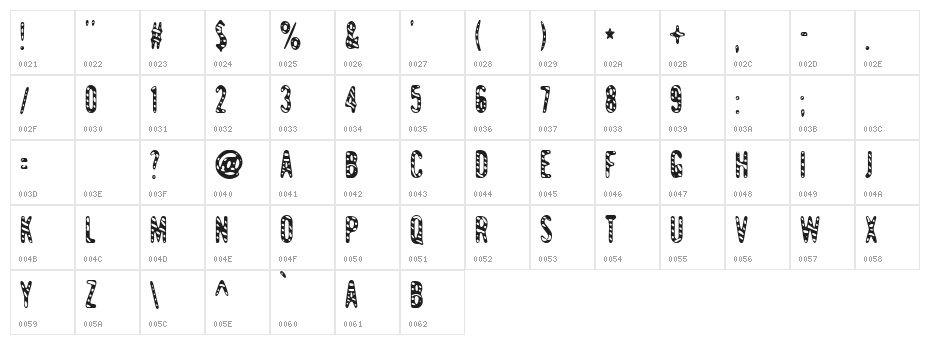 GiantTigers-Regular Character Map