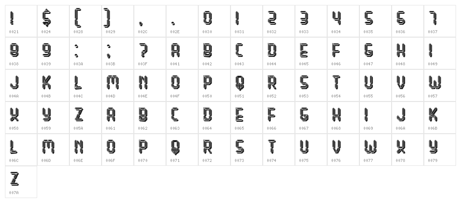 Gigabyte Regular Character Map