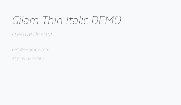 Gilam Thin Italic DEMO Business Card