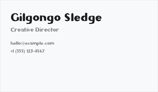 Gilgongo Sledge Business Card
