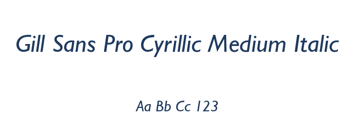 Gill Sans Pro Cyrillic Medium Italic Font Preview