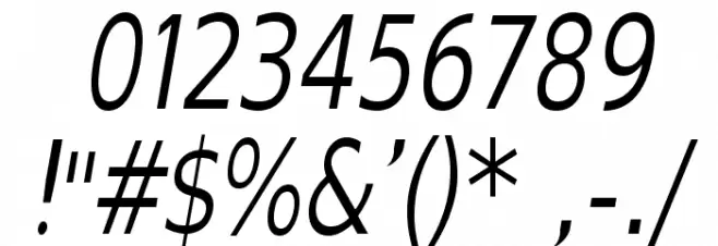 GilliusADF-CondItalic Font OTHER CHARS