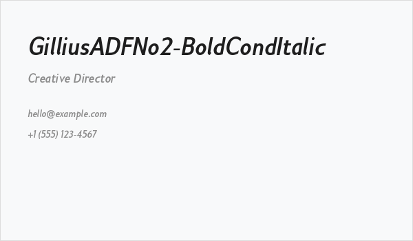GilliusADFNo2-BoldCondItalic Business Card