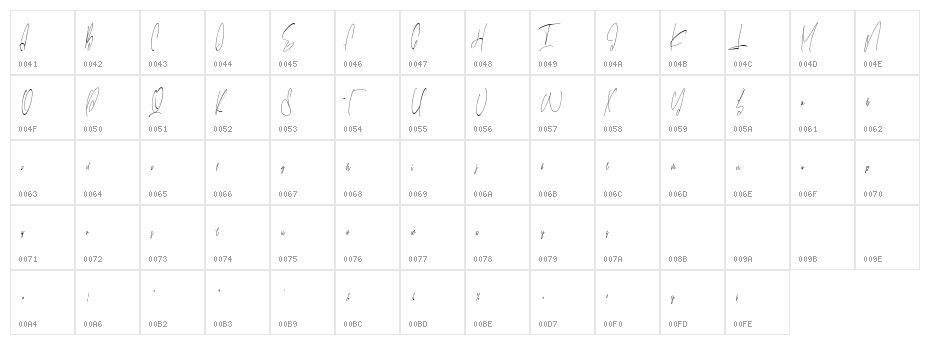 Gilly Fleurs Free Regular Character Map