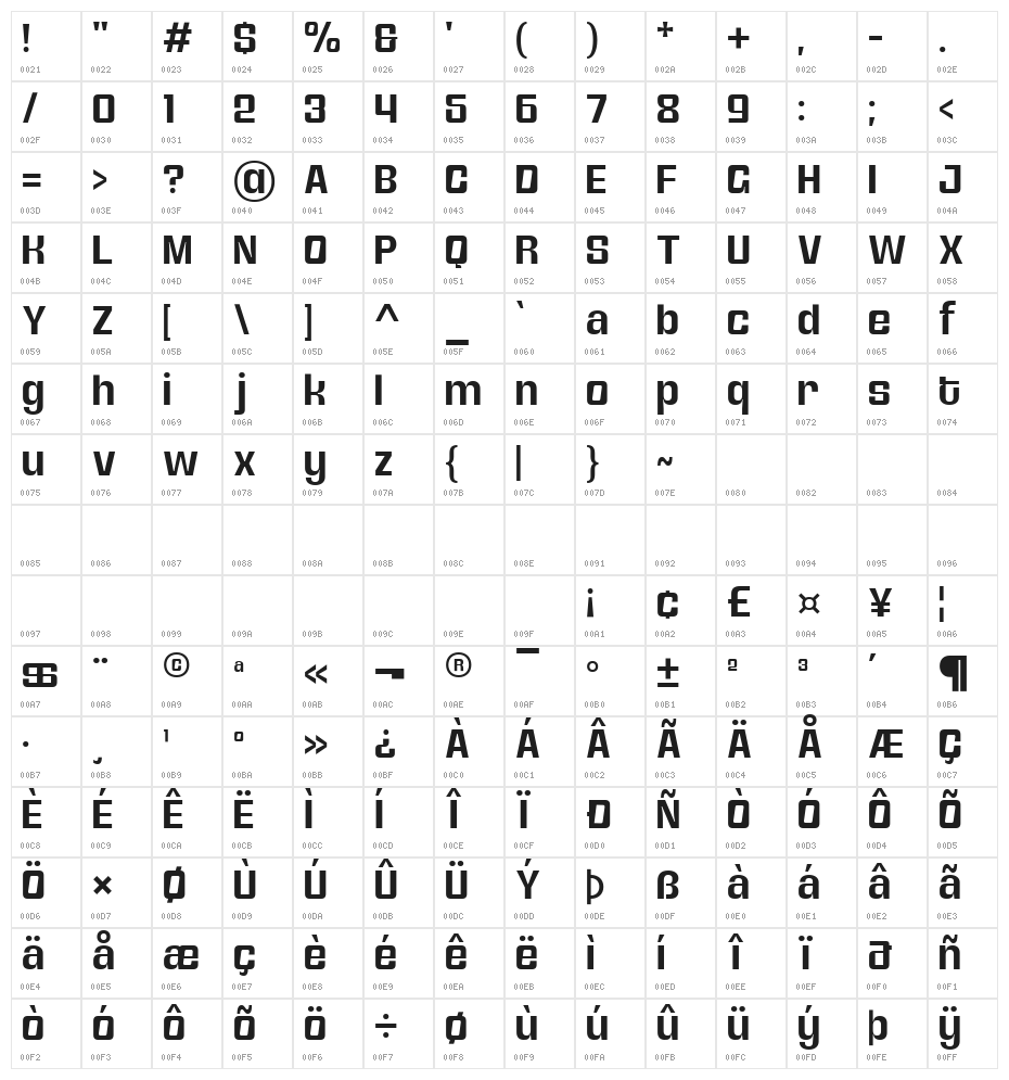 Gimora DEMO Regular Character Map