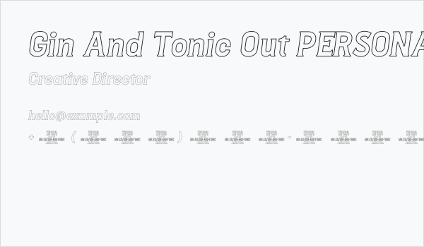 Gin And Tonic Out PERSONAL Italic Business Card