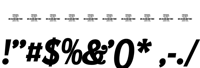 Gin And Tonic PERSONAL USE Italic Font OTHER CHARS
