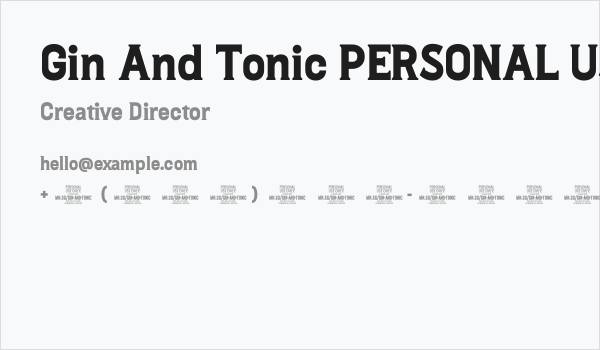 Gin And Tonic PERSONAL USE Regular Business Card