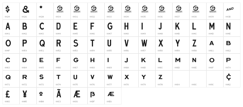 Gin and Soda Personal Use Character Map