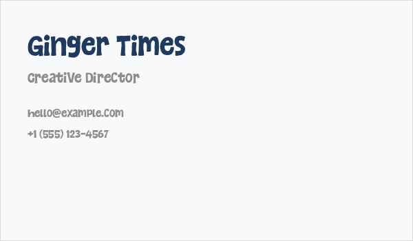Ginger Times Business Card