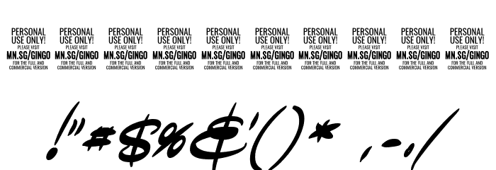 GingoPERSONALUSE-Bold Font OTHER CHARS