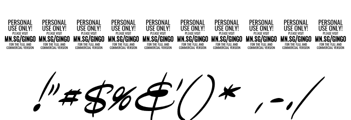 GingoPERSONALUSEMed Font OTHER CHARS