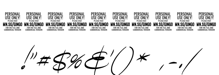 GingoPERSONALUSEThin Font OTHER CHARS