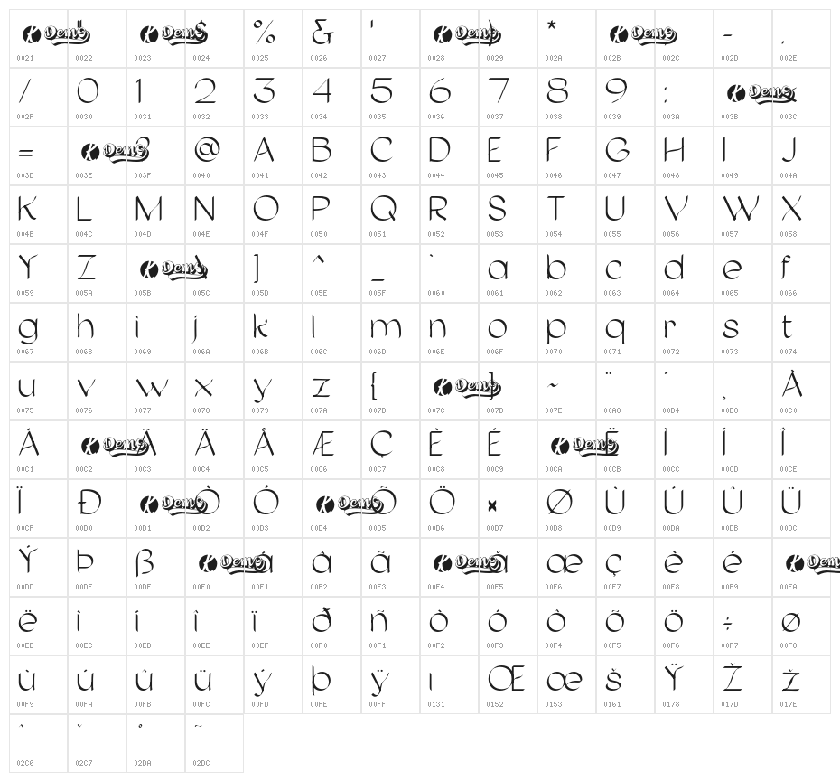 GiorsaelDemo-Regular Character Map