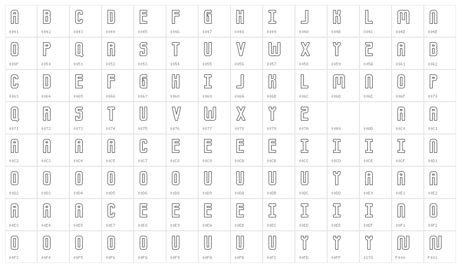 Gipfel Outline Character Map