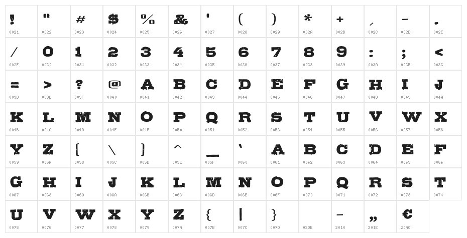 GipsieroRegular Character Map