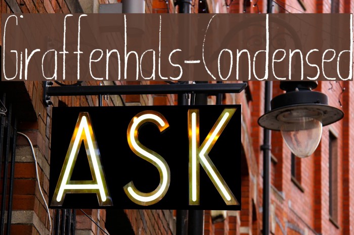 Giraffenhals-Condensed Font examples