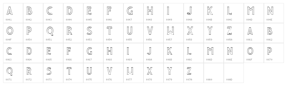 Giroud Free Outline Character Map