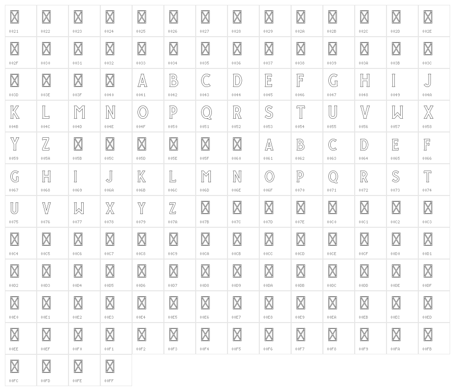 GiroudFree-Outline Character Map