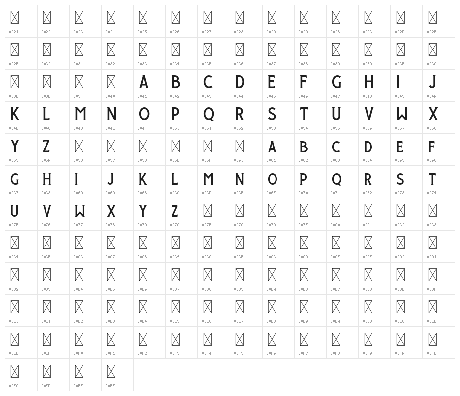 GiroudFree-Regular Character Map